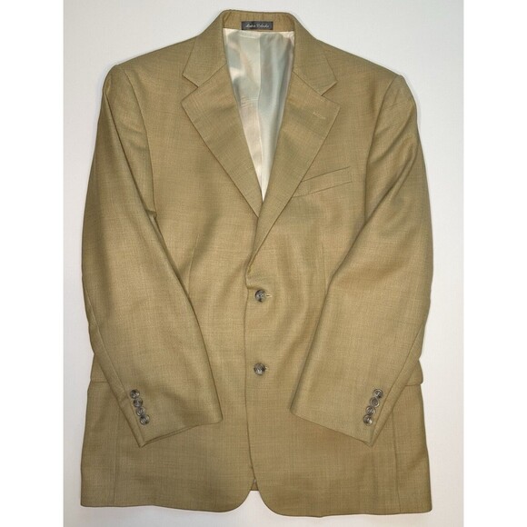Oscar De La Renta Silk Wool Blend Tan Blazer Sport Jacket Lined Men's 42R - Picture 12 of 12